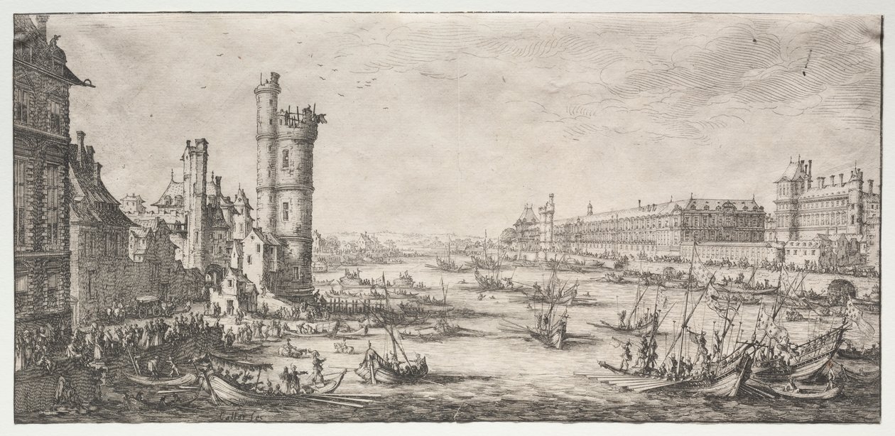 De två fantastiska utsikterna över Paris: Utsikt över Louvren av Jacques Callot