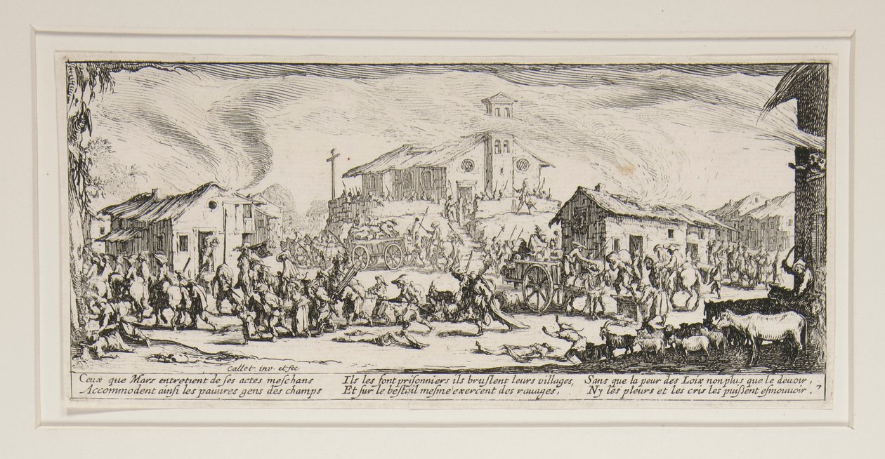 Krigets stora elände: Nr 7 - Plundring och bränning av av Jacques Callot