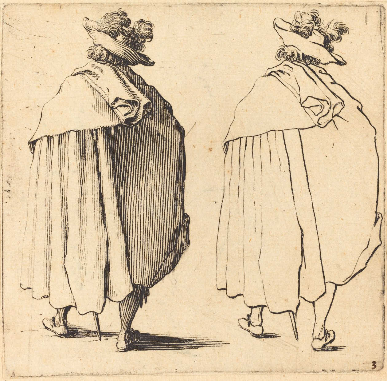Man i mantel, sedd bakifrån av Jacques Callot