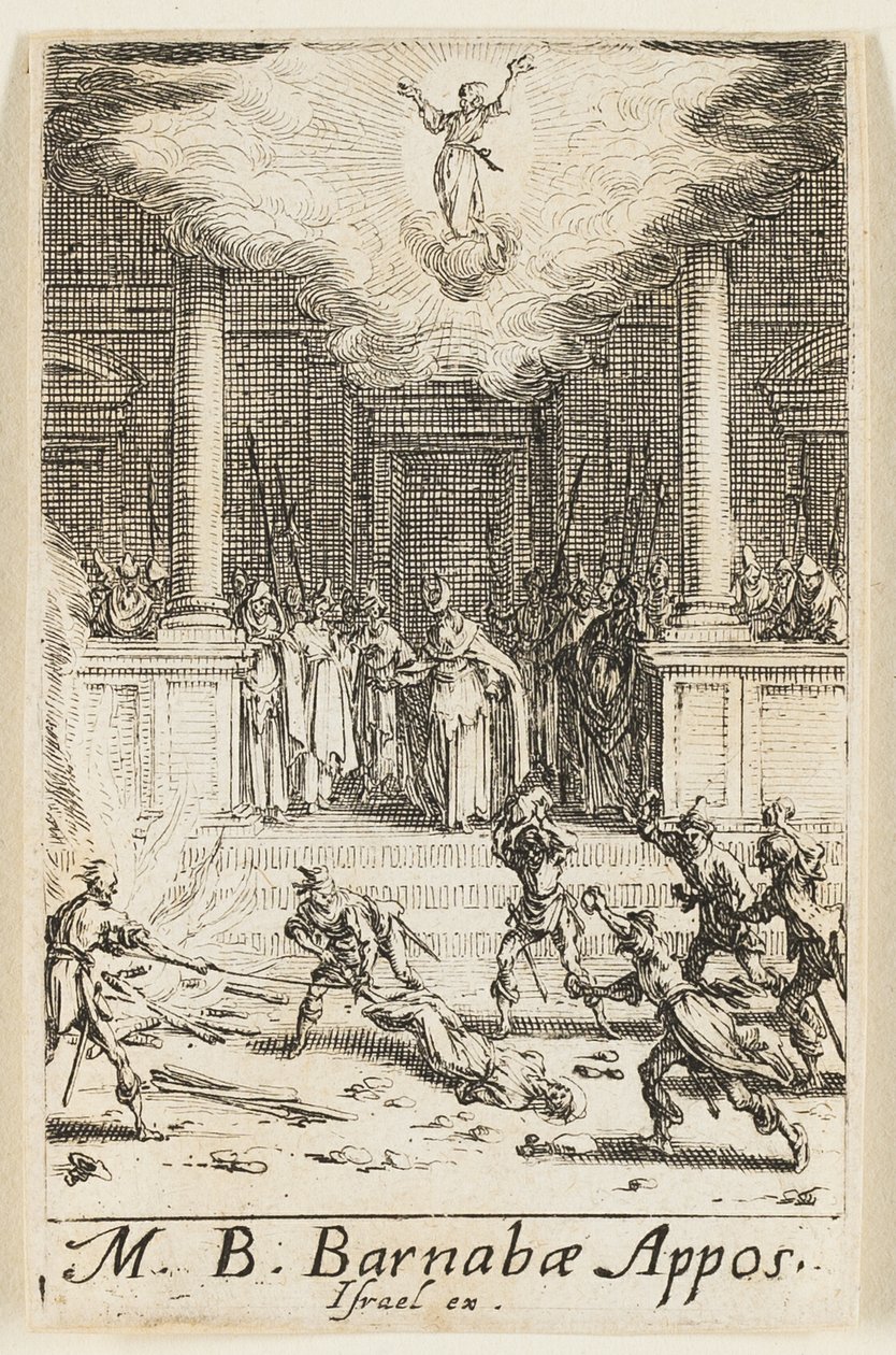 Sankt Barnabys martyrdöd, plansch femton från Apostlarnas martyrdöd av Jacques Callot