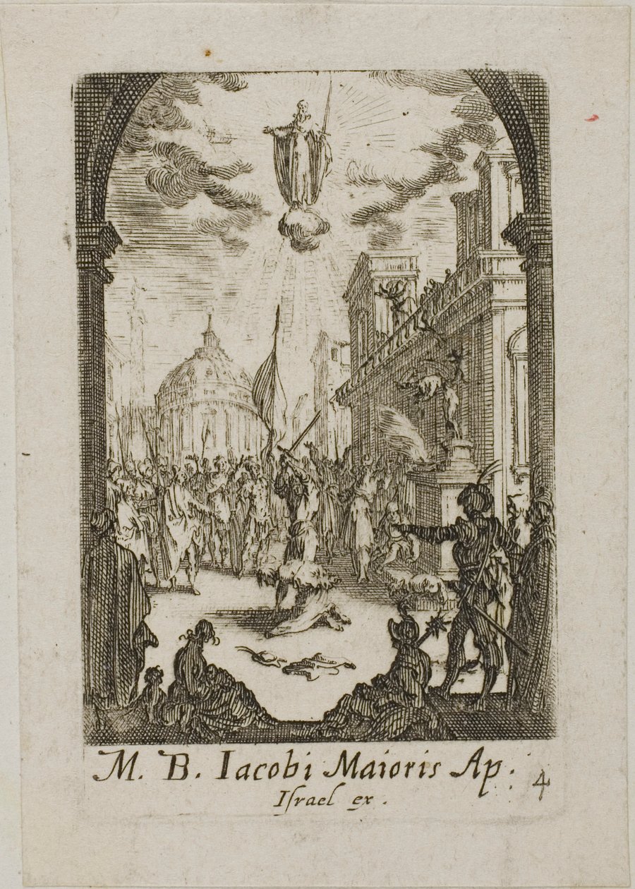 Sankt Jakob den stores martyrdöd, plansch fyra ur Apostlarnas martyrdöd av Jacques Callot