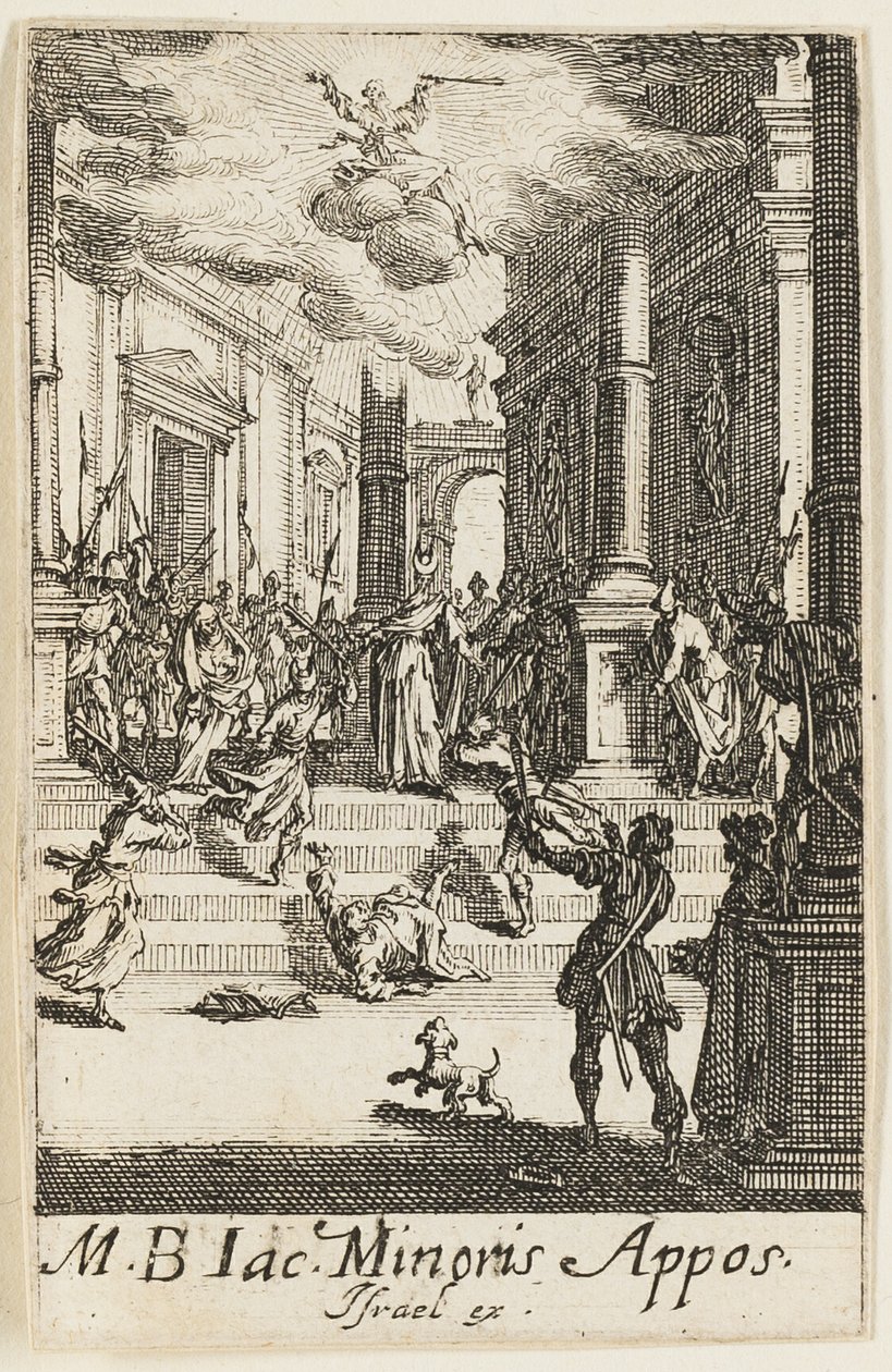 Sankt Johannes den mindre, plansch sju ur Apostlarnas martyrskap (The Martyrdoms of the Apostles) av Jacques Callot