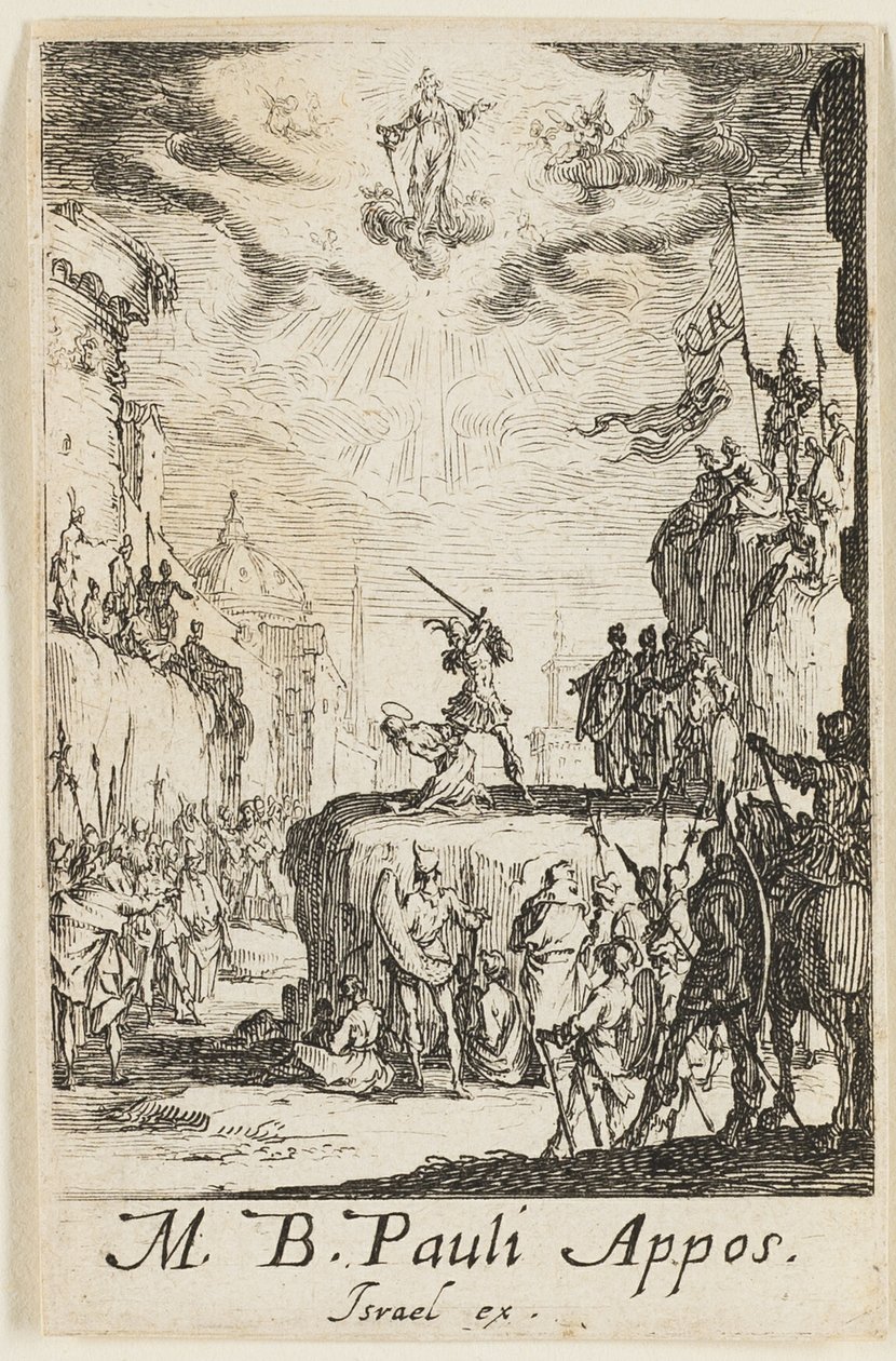 Sankt Paulus martyrdöd, plansch två från Apostlarnas martyrdöd av Jacques Callot