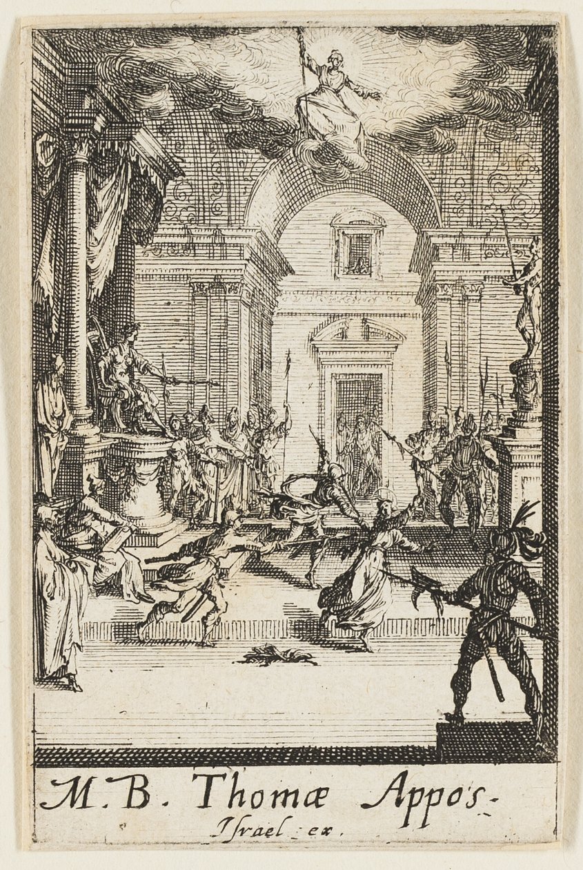 Sankt Thomas martyrdöd, plansch sex från Apostlarnas martyrdöd av Jacques Callot