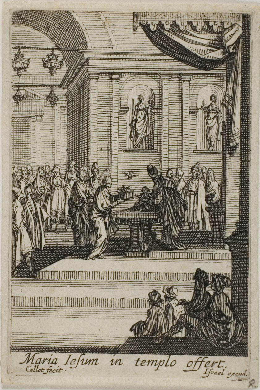 Maria presenterar Kristus i templet, från Jungfruns liv av Jacques Callot