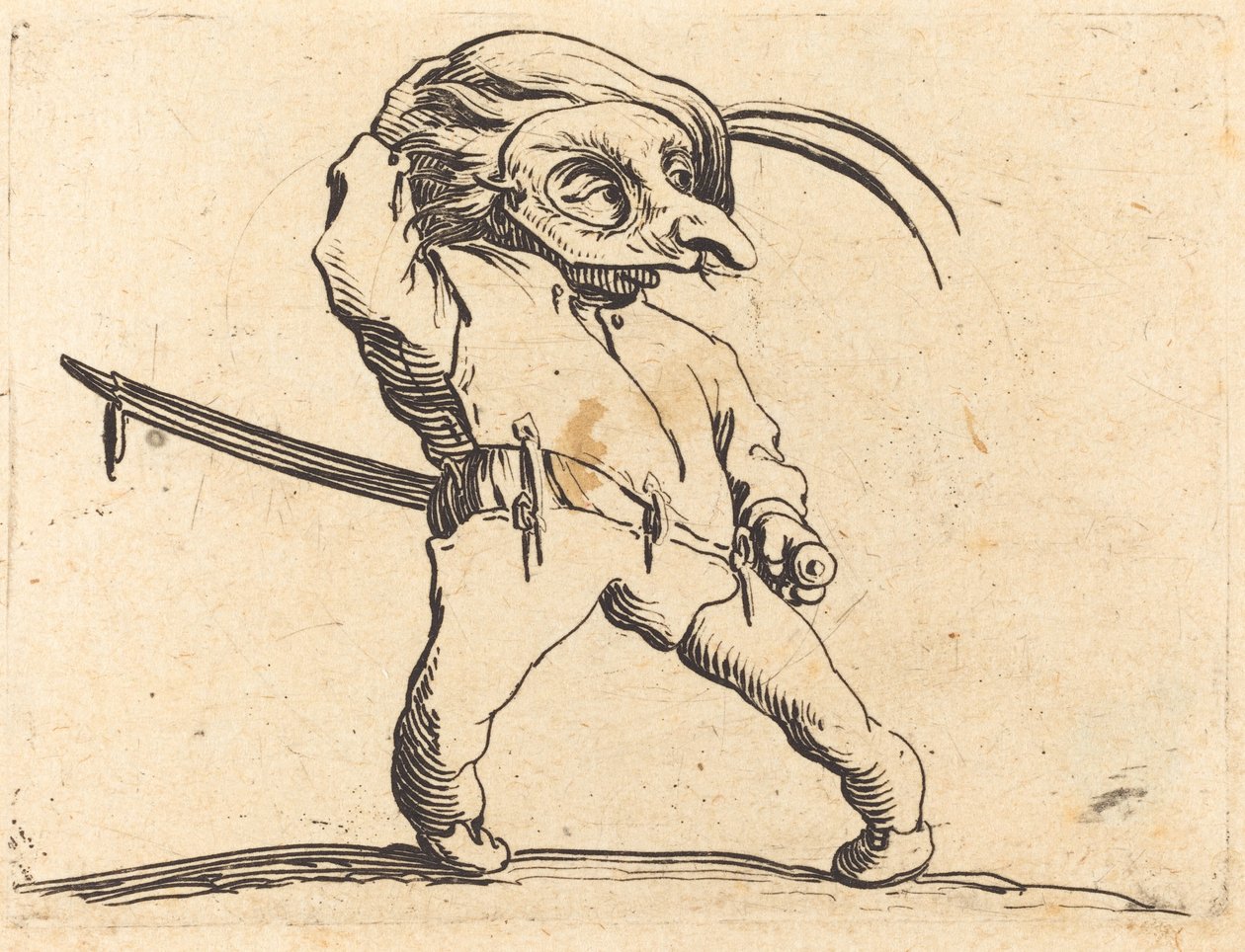 Maskerad man med vridna fötter av Jacques Callot