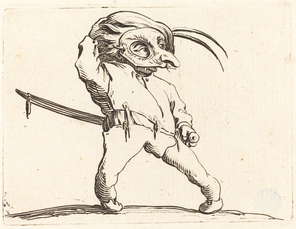 Maskerad man med vridna fötter av Jacques Callot