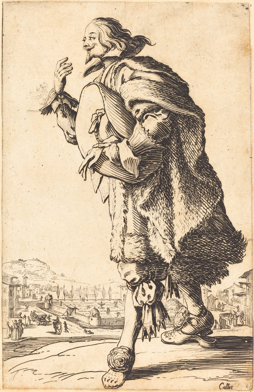 Adel man med filthatt, bugning av Jacques Callot