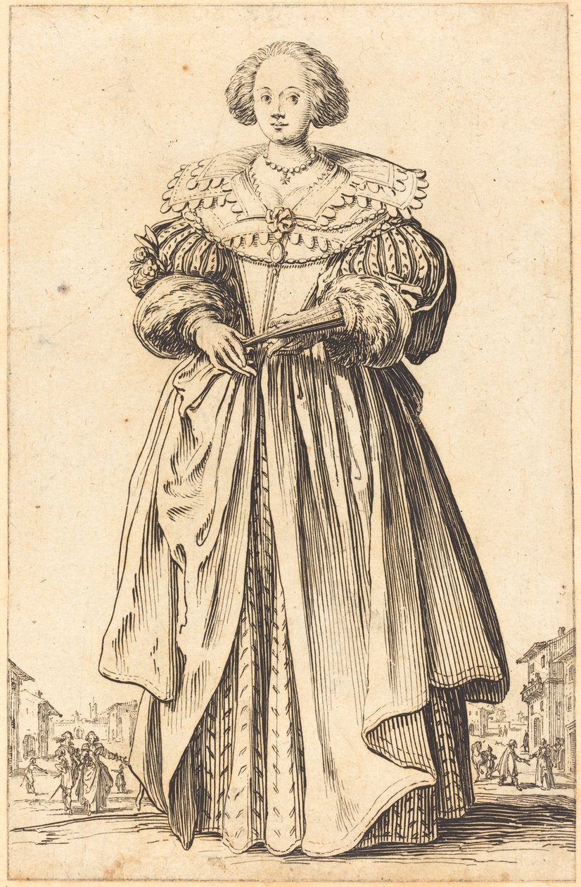 Adlig kvinna med fläkt av Jacques Callot
