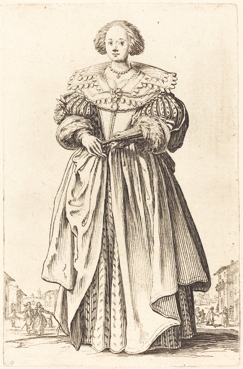 Adlig kvinna med fläkt av Jacques Callot