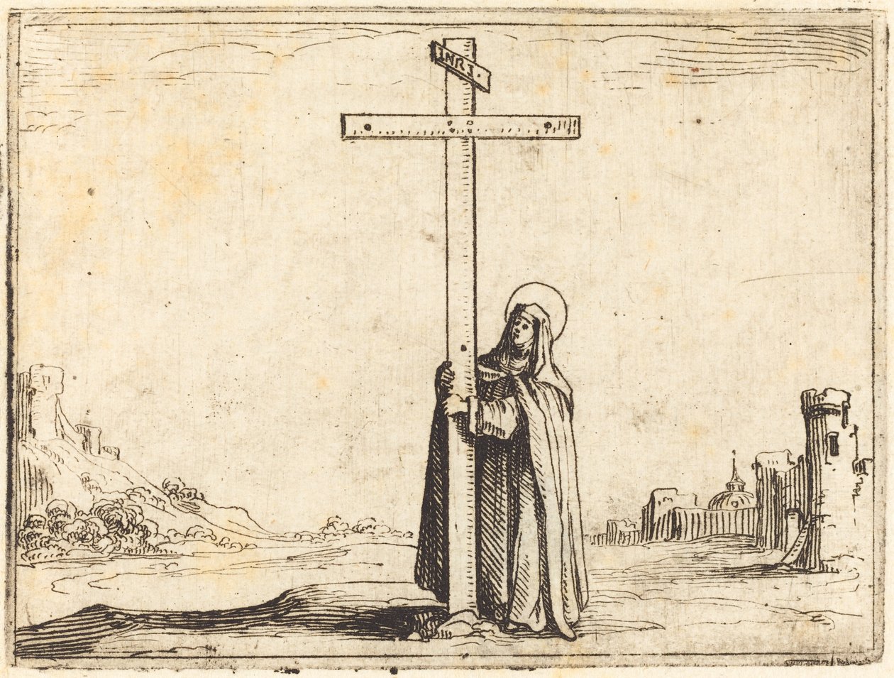 Nunna som omfamnar det heliga korset av Jacques Callot