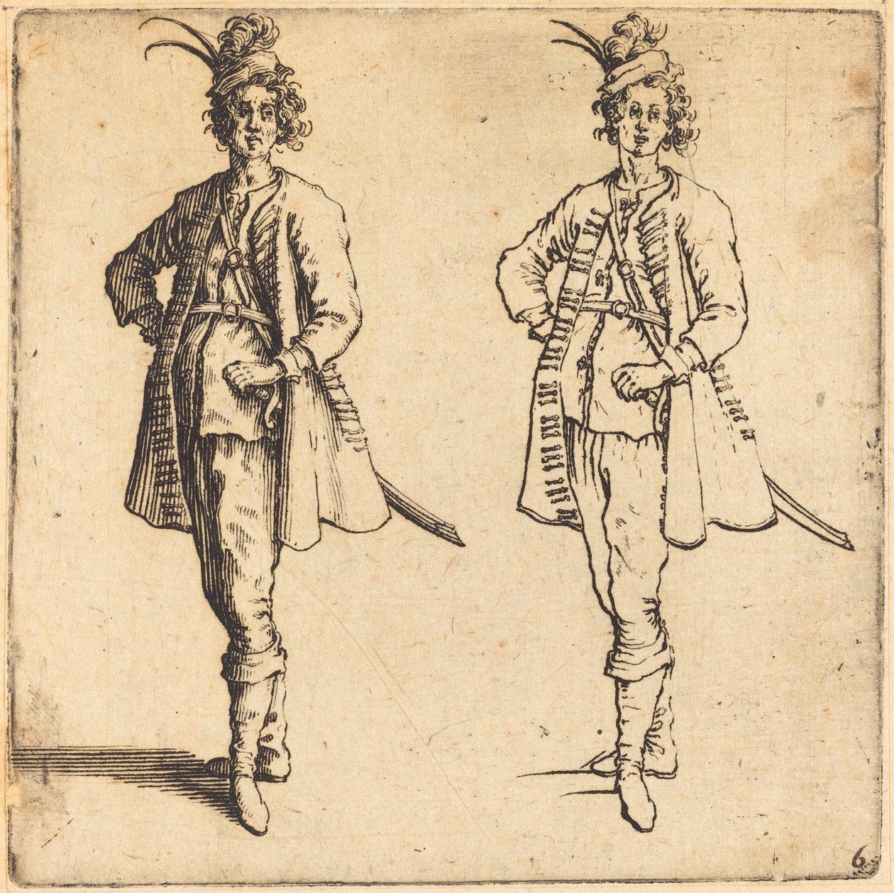 Officer, framifrån, 1617 och 1621. av Jacques Callot