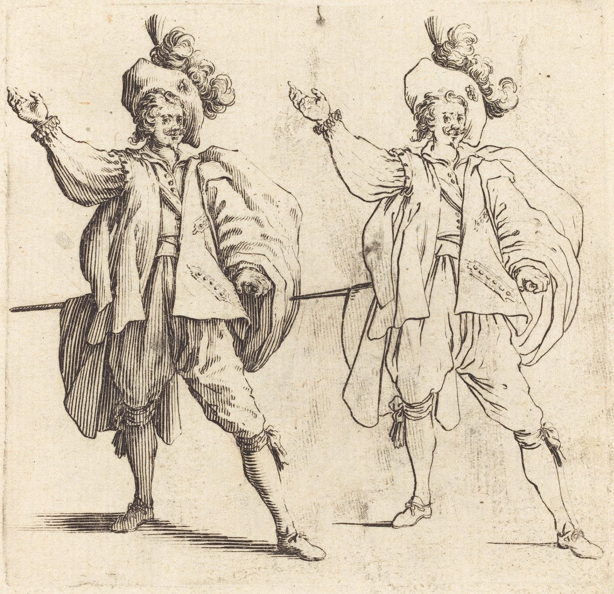 Officer med stor plym, framifrån av Jacques Callot