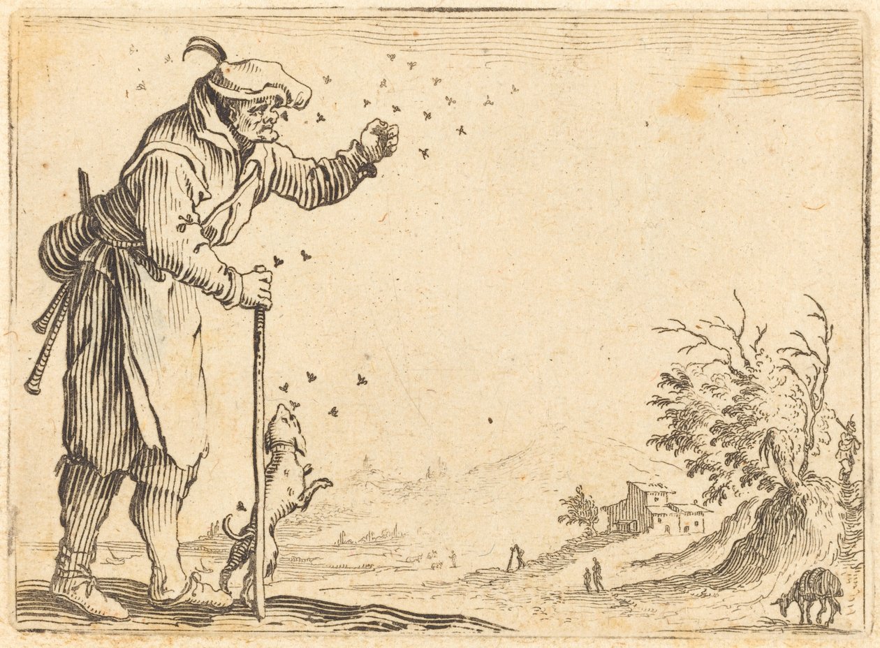 Bonde attackerad av bin av Jacques Callot