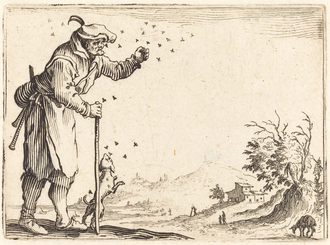 Bonde attackerad av bin av Jacques Callot
