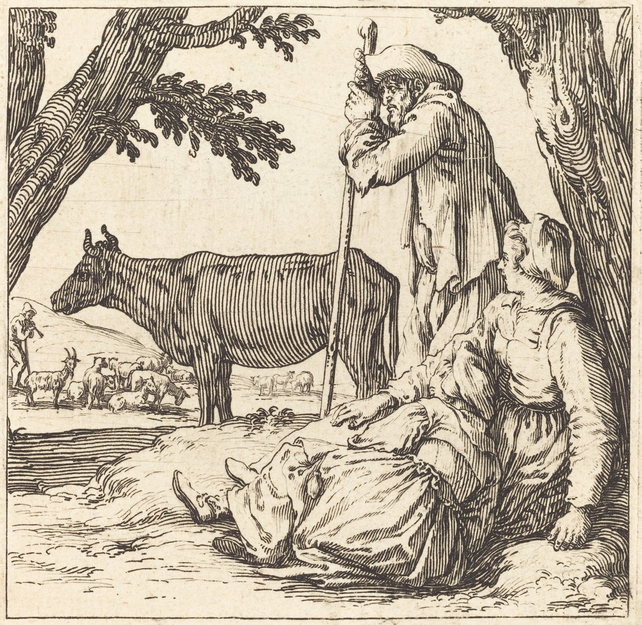 Bondepar med ko av Jacques Callot