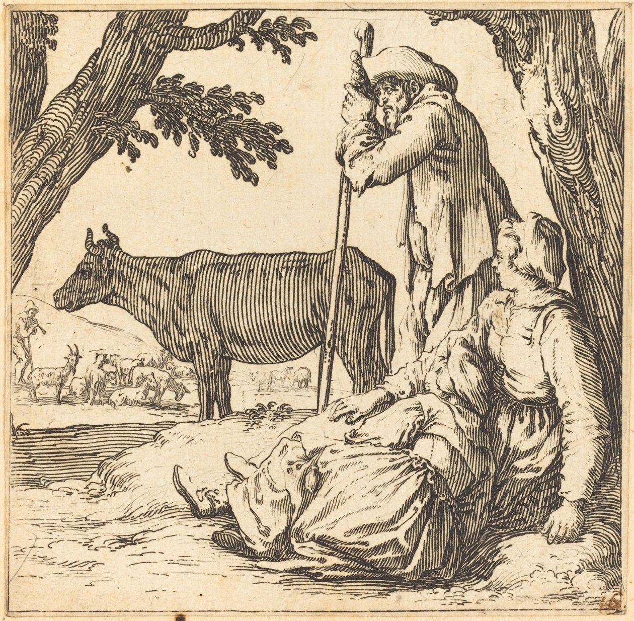 Bondepar med ko av Jacques Callot