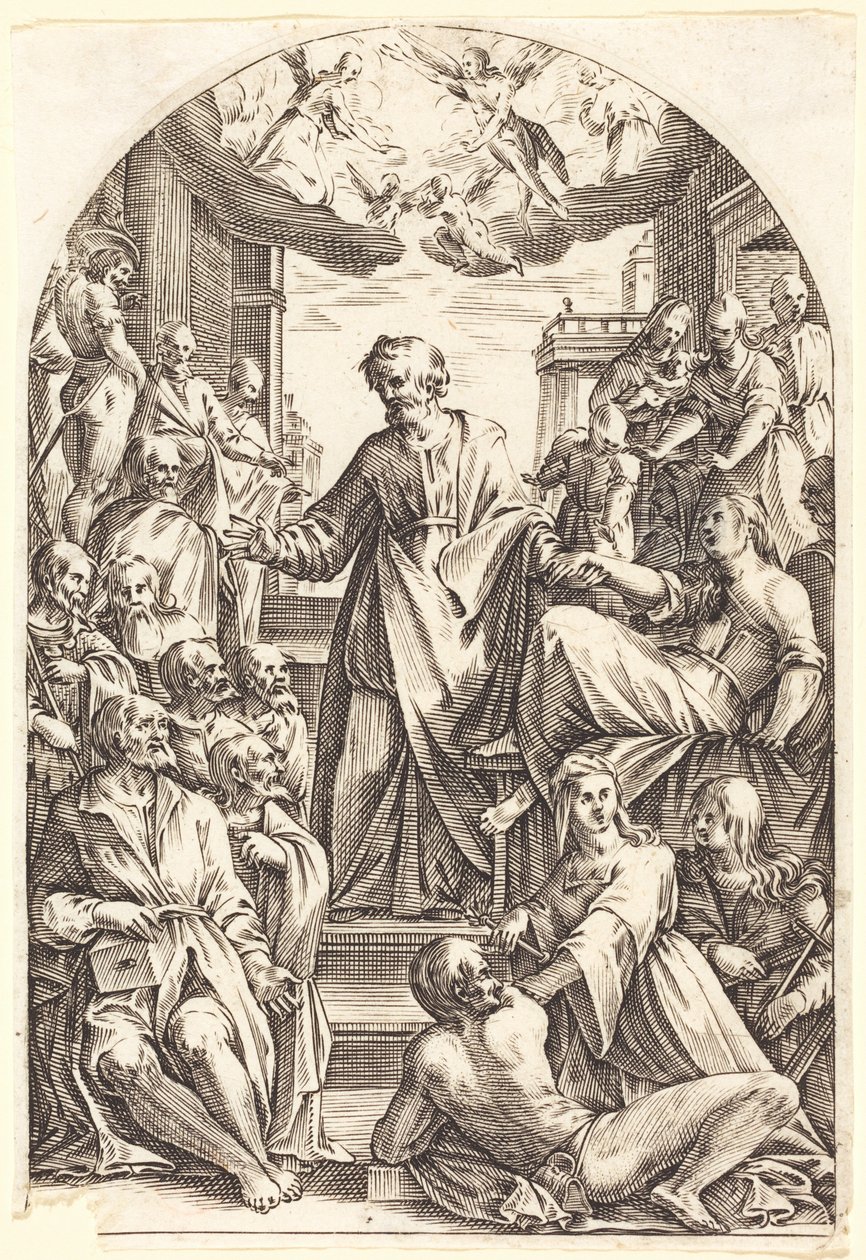 Petrus väcker Tabitha till liv av Jacques Callot