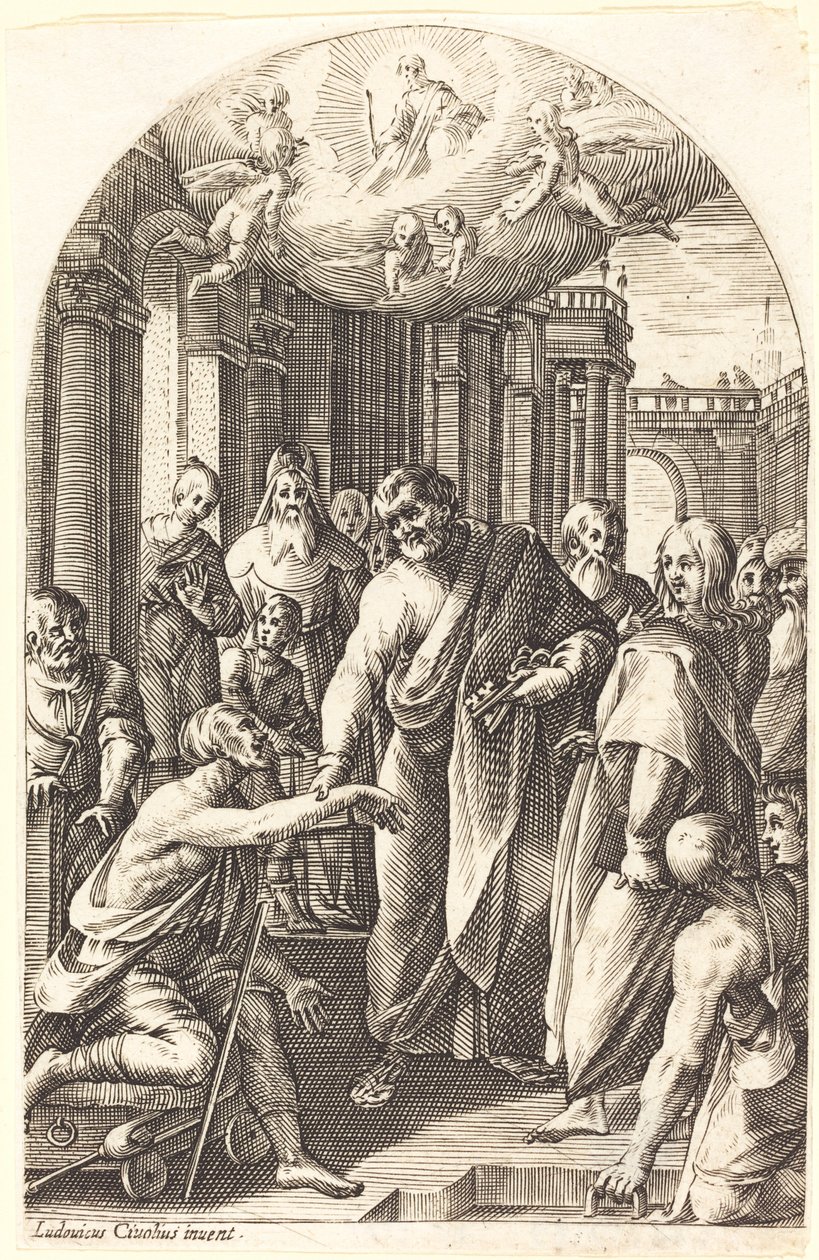 Petrus och Johannes botar den lame av Jacques Callot