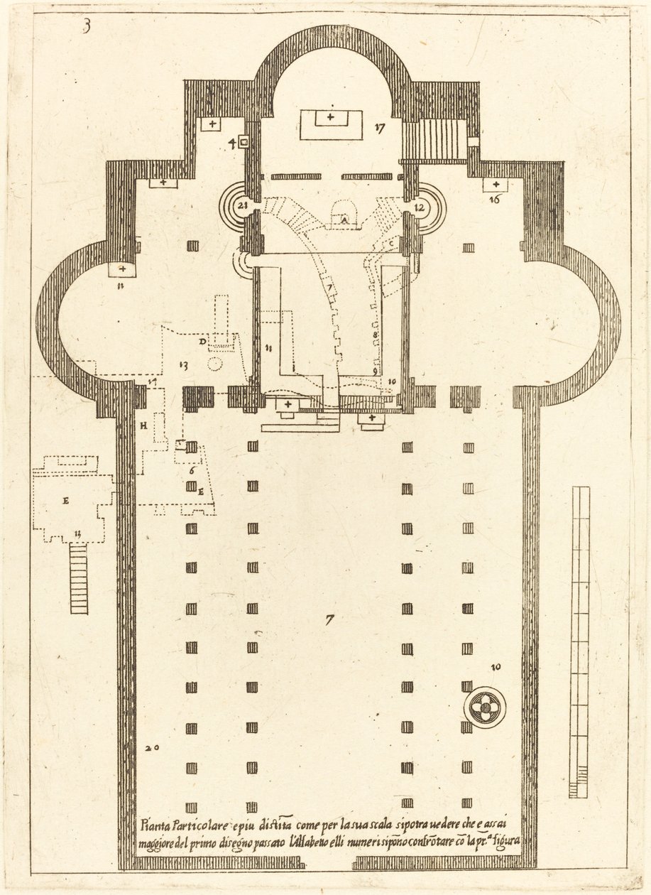 Plan över den heliga krubbans kyrka av Jacques Callot