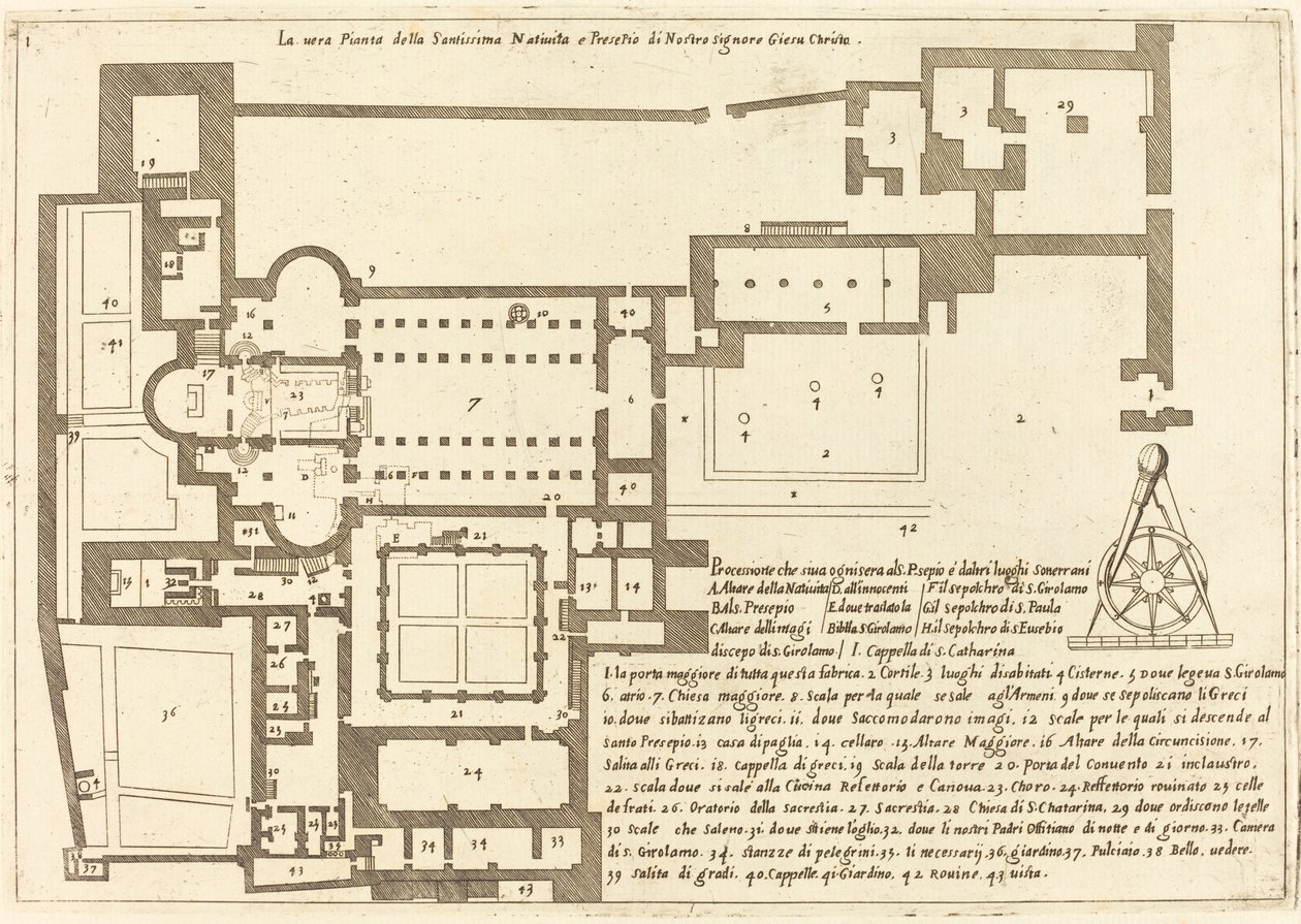 Plan för den heliga födelsekyrkan av Jacques Callot