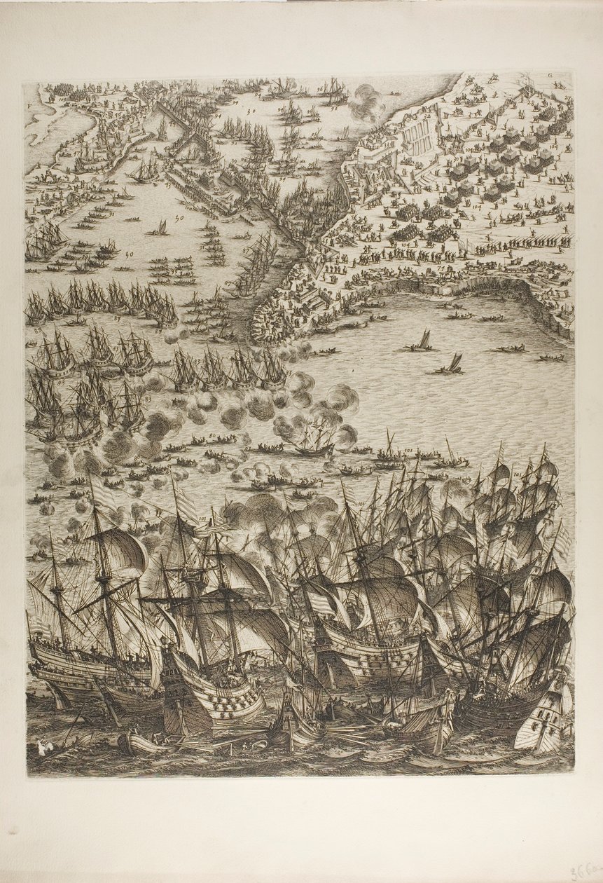 Tallrik fem från Belägringen av La Rochelle av Jacques Callot