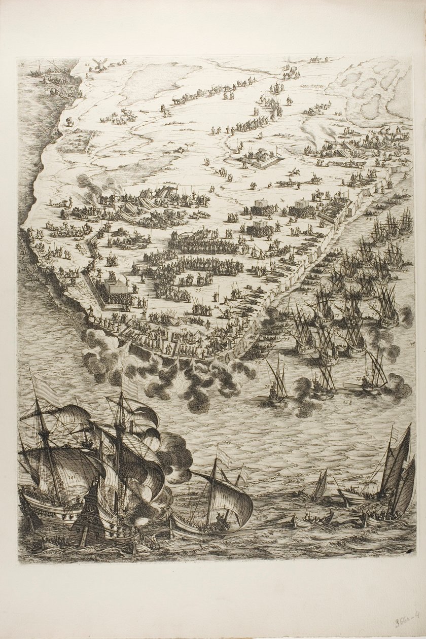 Tallrik fyra från The Siege of La Rochelle av Jacques Callot