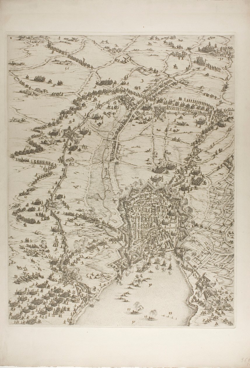Tallrik två från Belägringen av La Rochelle av Jacques Callot