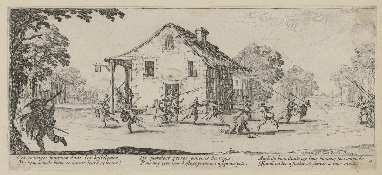 Plundring, blad 4 i serien ”Krigets fasor” av Jacques Callot