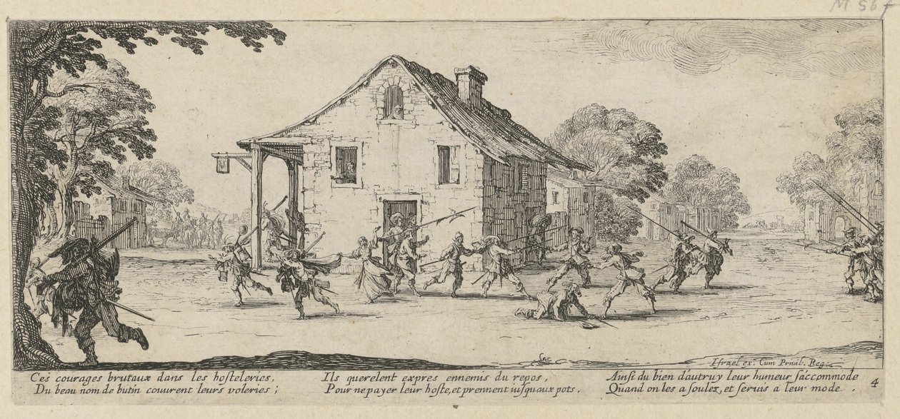 Plundring, blad 4 i serien ”Krigets fasor” av Jacques Callot