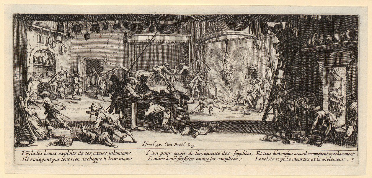 Plundringen av en bondgård, blad 5 i serien ”Krigets fasor” av Jacques Callot