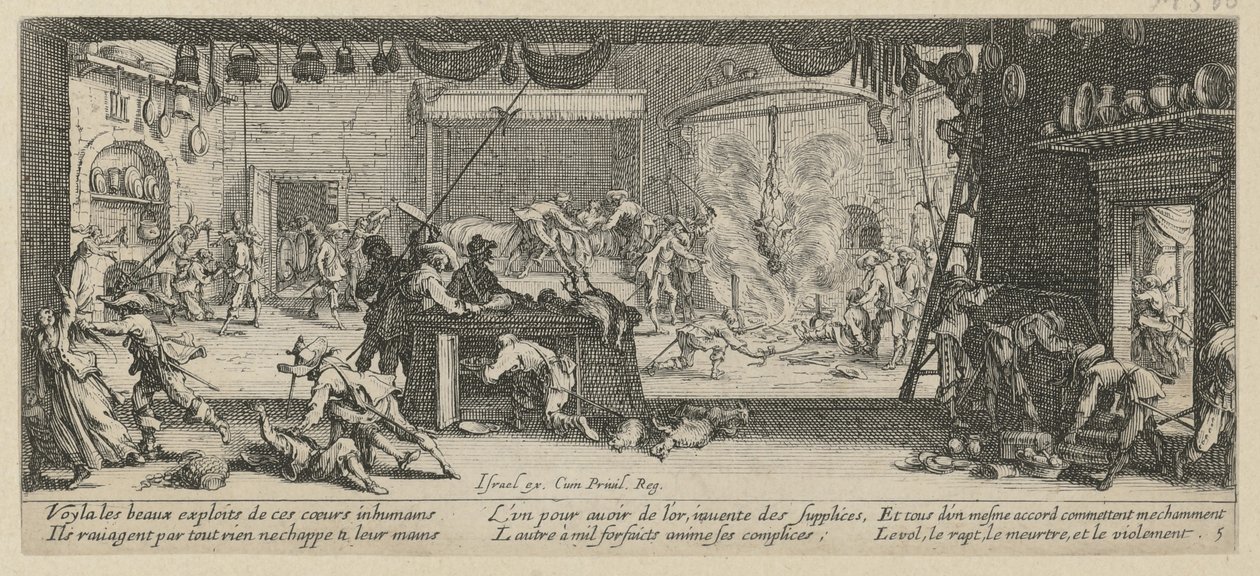 Plundring av en bondgård, blad 5 i serien ”Krigets fasor” av Jacques Callot