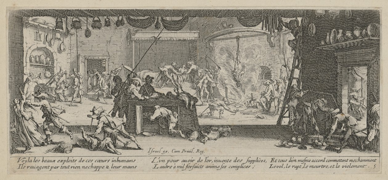 Plundring av en bondgård, blad 5 i serien ”Krigets fasor” av Jacques Callot