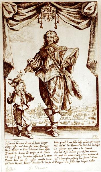 Porträtt av Claude Deruet (1588-1660) Riddare av Portugals orden (gravyr) (s/v foto) av Jacques Callot