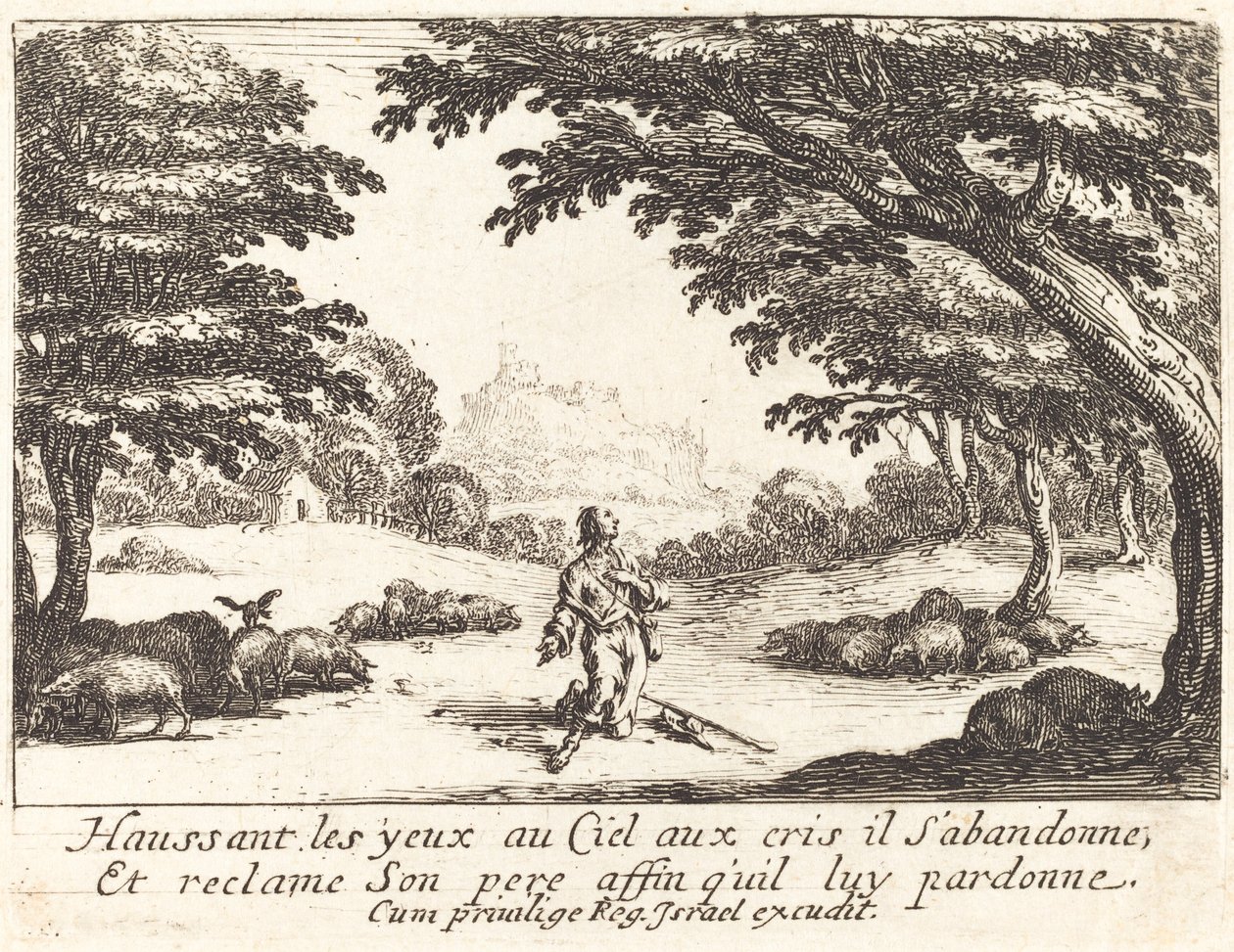 Ber om gudomlig hjälp av Jacques Callot