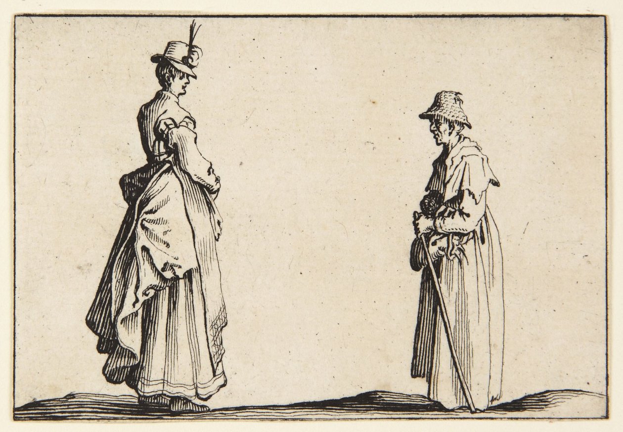 Profiler av två kvinnor av Jacques Callot