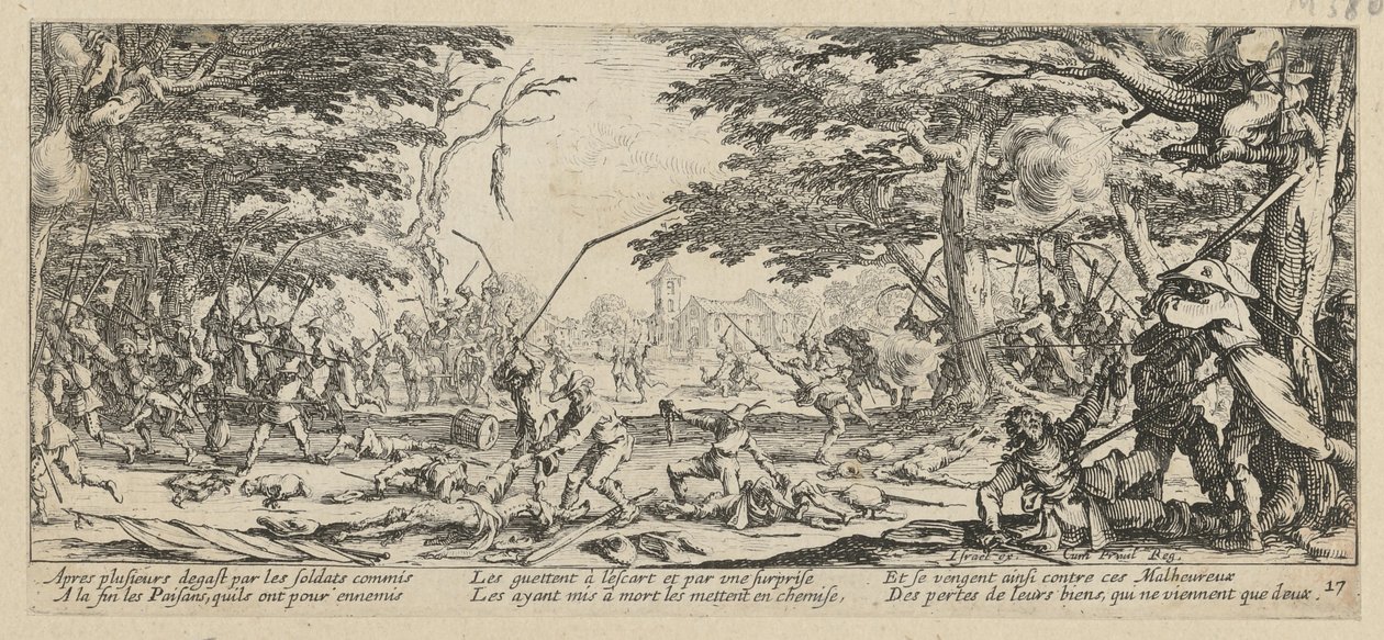 Böndernas hämnd, blad 17 i serien ”Krigets fasor” av Jacques Callot