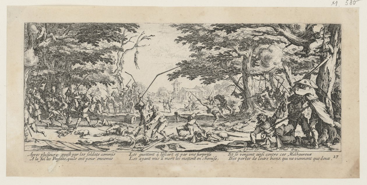 Böndernas hämnd, blad 17 ur serien ”Krigens fasor” av Jacques Callot