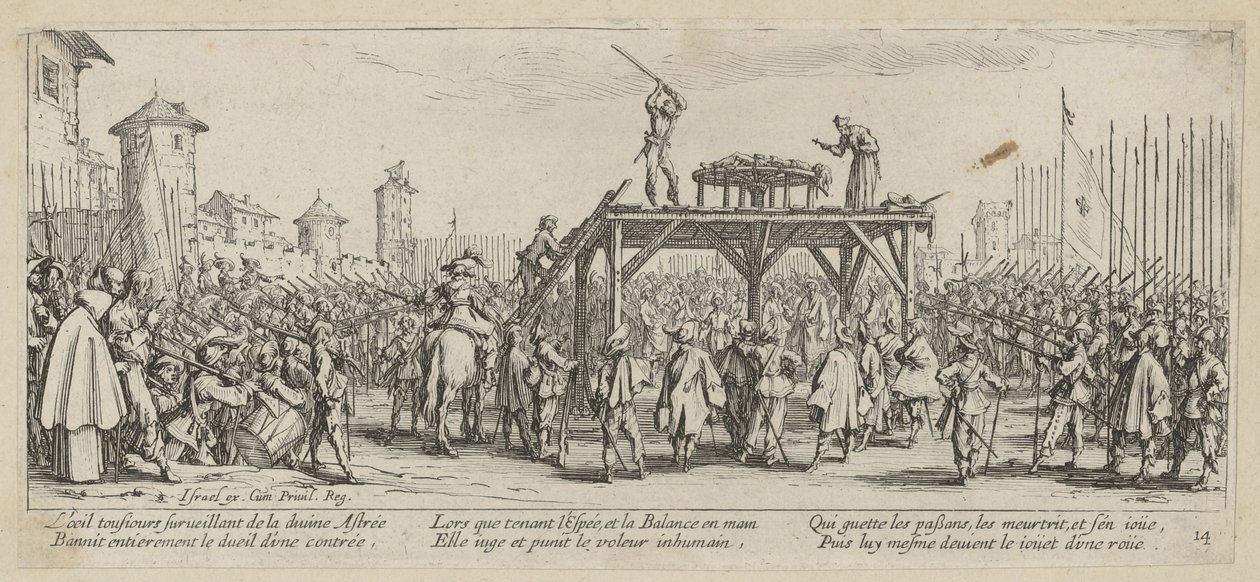 Cykel, blad 14 i serien ”Krigets fasor” av Jacques Callot