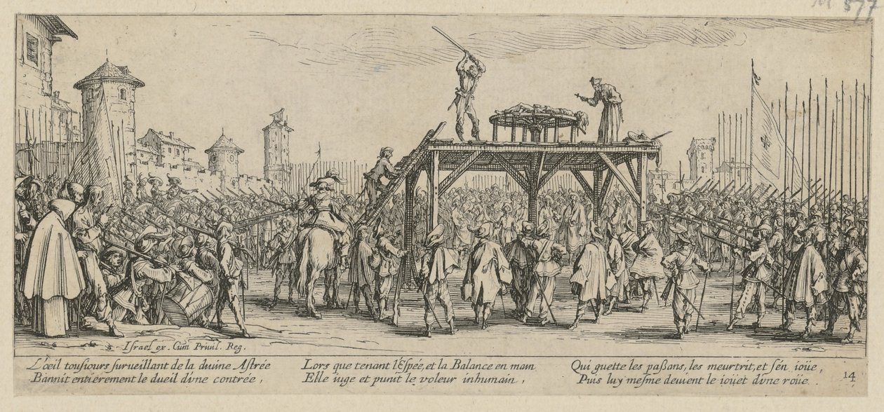Cykel, blad 14 i serien ”Krigets fasor” av Jacques Callot