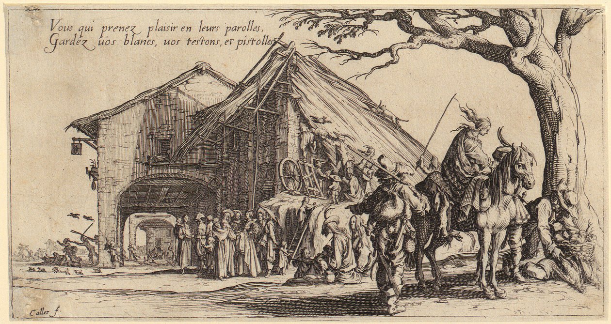 Rast, blad 3 i serien ”Die Bohémiens” av Jacques Callot