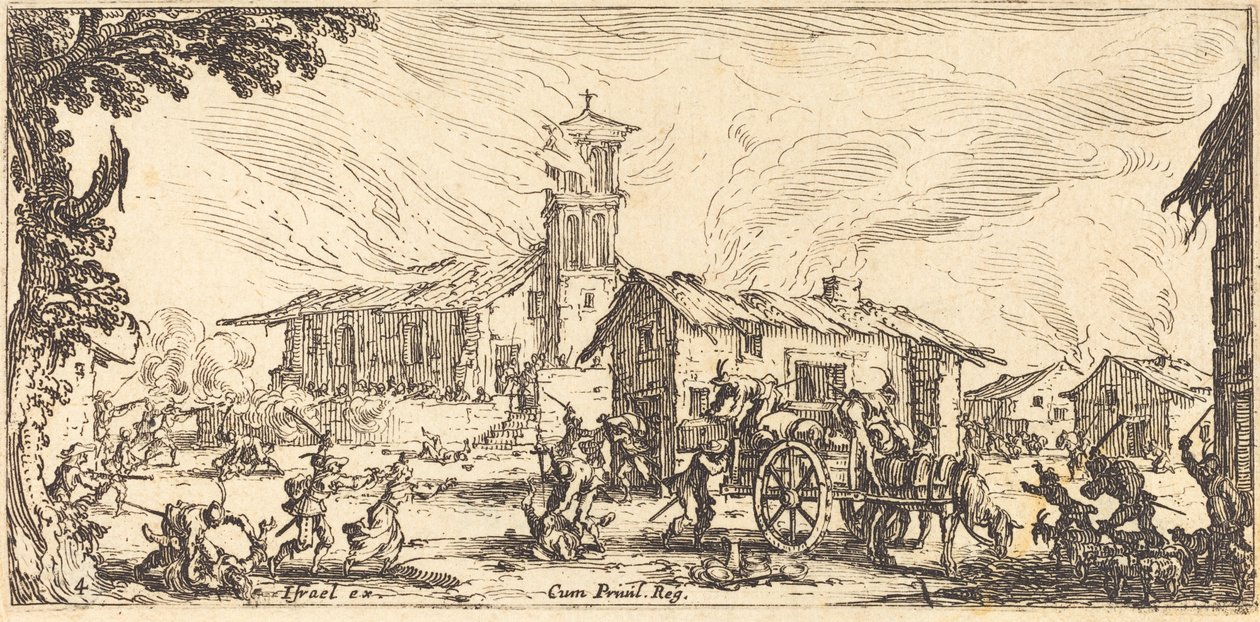Härja och bränna en by av Jacques Callot