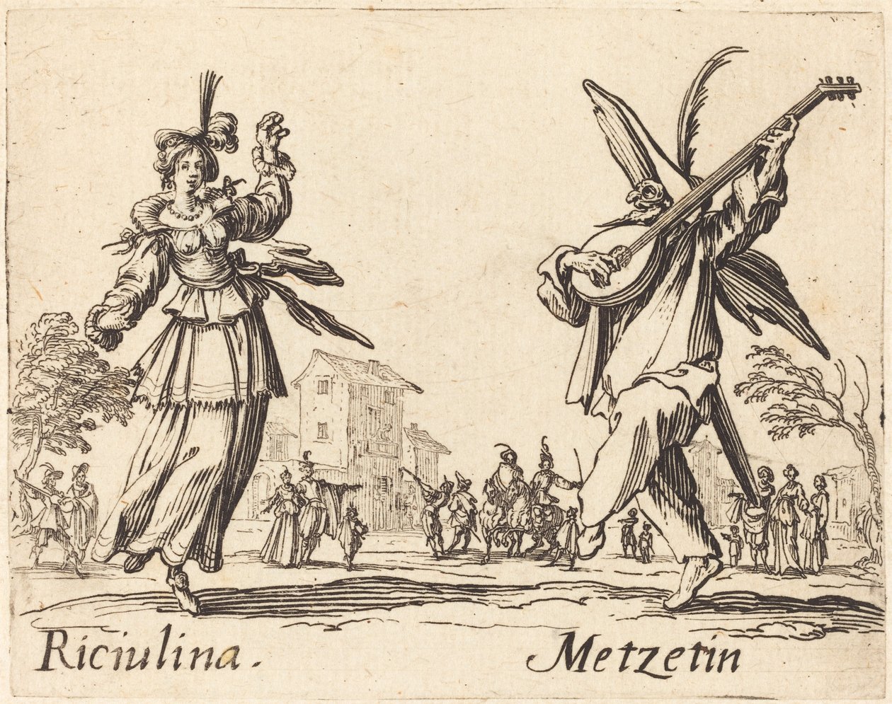 Riciulina och Metzetin av Jacques Callot