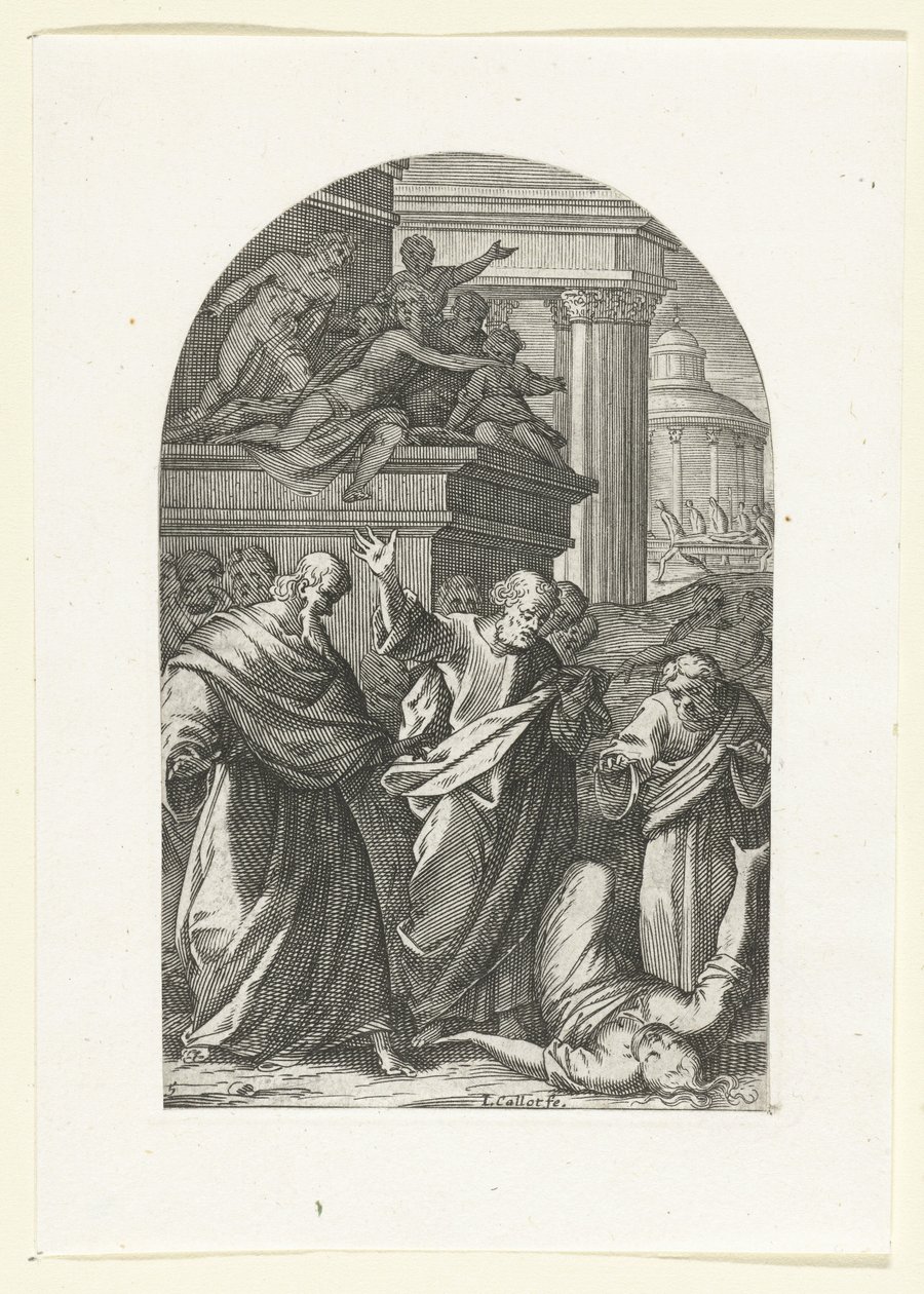 Sapphira straffas med döden Målningar och skulpturer i Rom (serietitel) av Jacques Callot