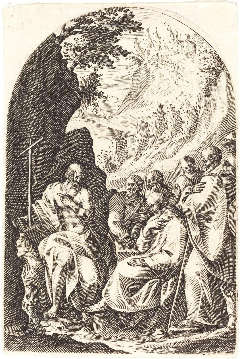 Saint Hieronymus instruerar sina lärjungar i öknen, 16081611. av Jacques Callot