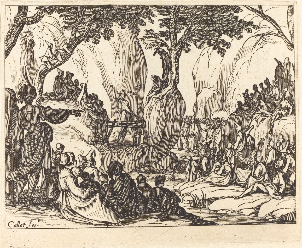 Sankt Johannes predikar i öknen av Jacques Callot