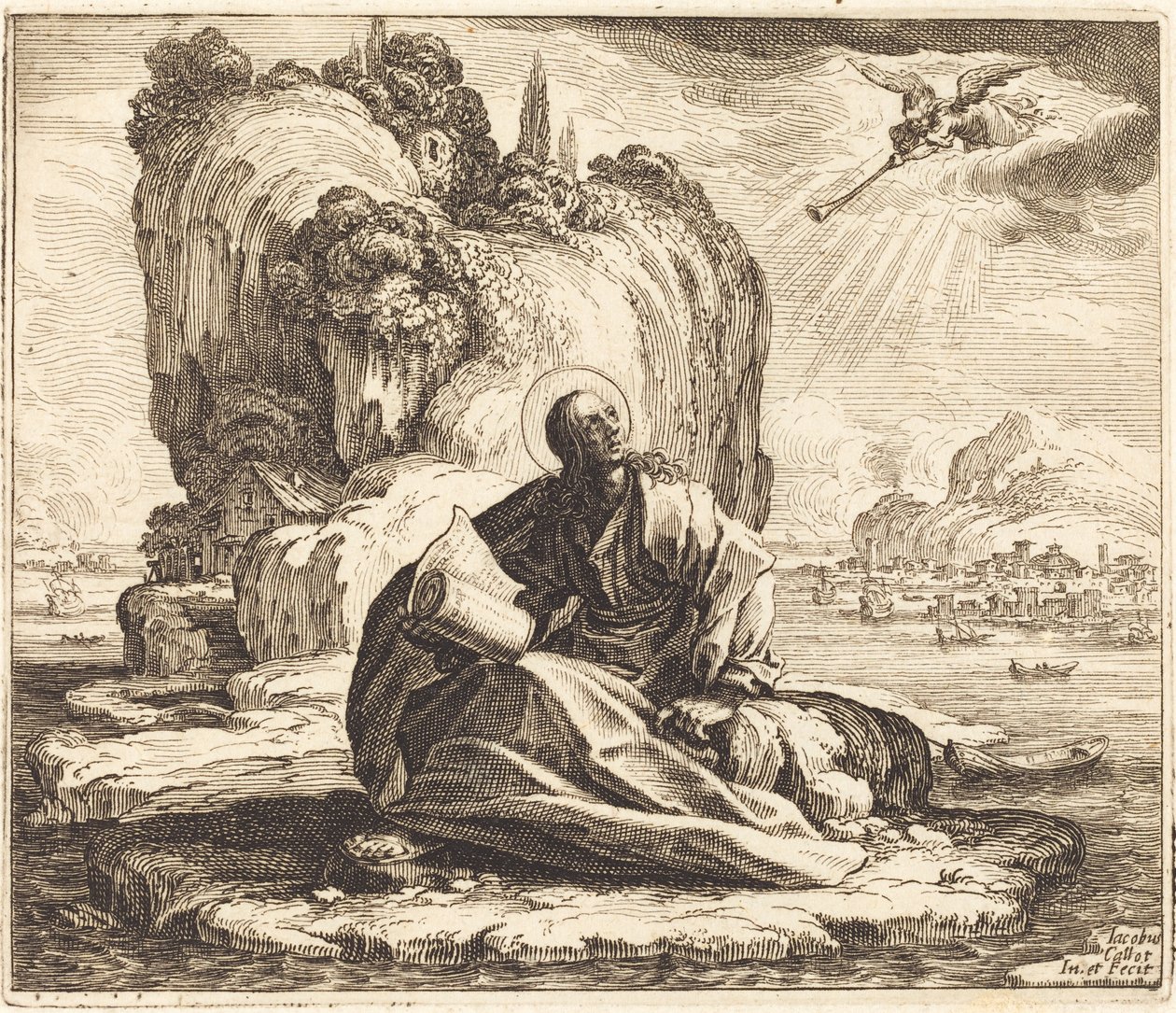 Saint John på Isle of Patmos av Jacques Callot