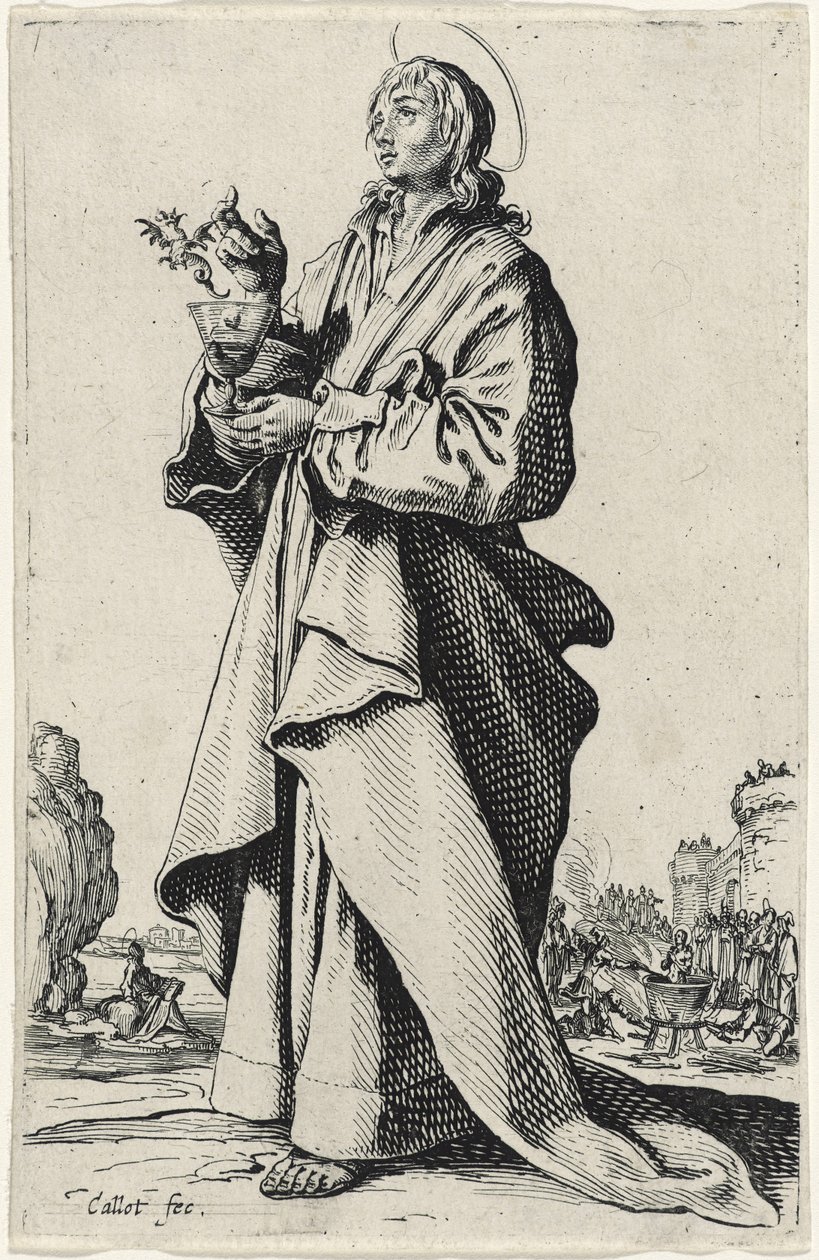 Sankt Johannes evangelisten från Les Grands Apôtres (De stora apostlarna), 1631 av Jacques Callot
