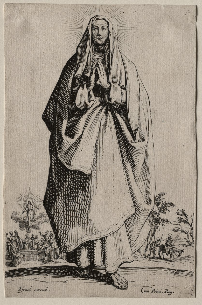 Jungfru Maria av Frälsarens heliga Ikoner/Les Grands Apôtres (De stora apostlarna): La Sainte Vierge (Den heliga jungfrun) av Jacques Callot