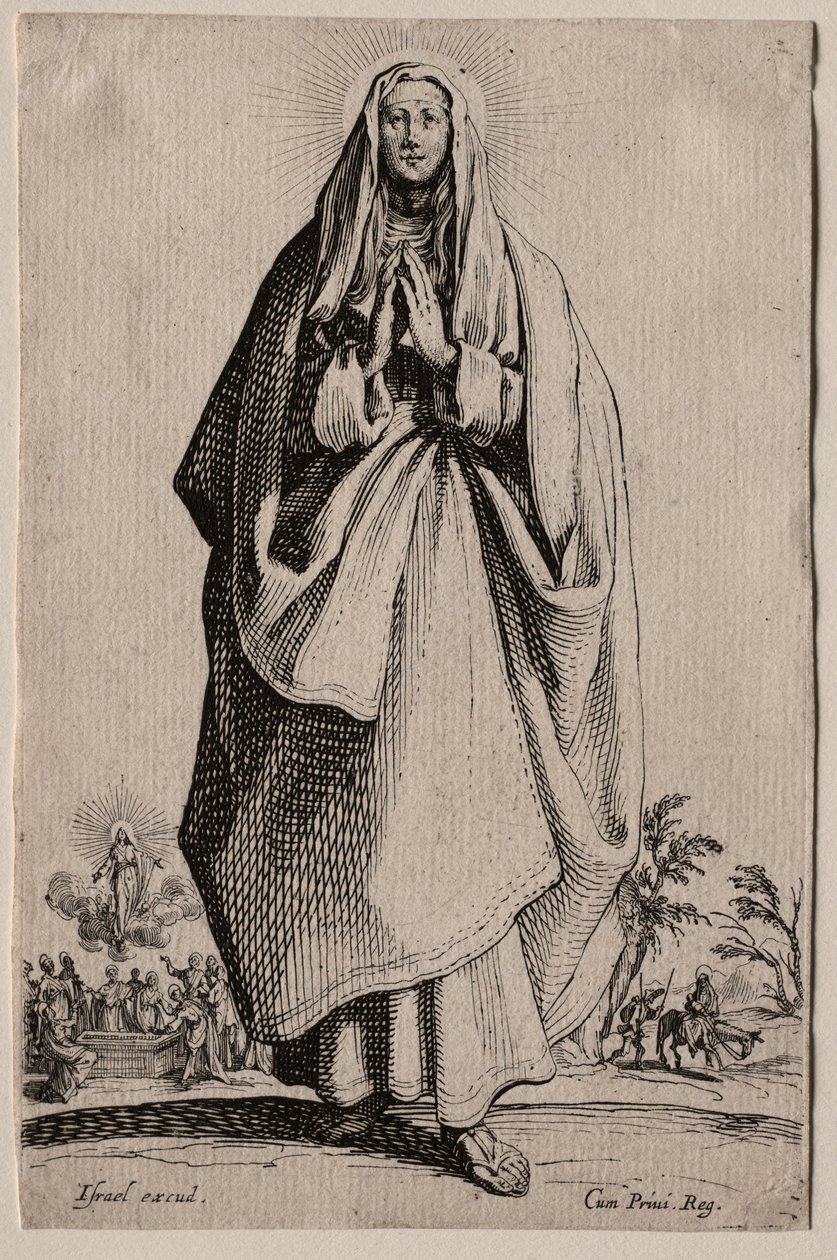 Jungfru Maria av Frälsarens heliga Ikoner/Les Grands Apôtres (De stora apostlarna): La Sainte Vierge (Den heliga jungfrun) av Jacques Callot